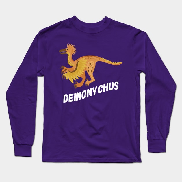 Fun Deinonychus Dinosaur Design Long Sleeve T-Shirt by Terra Fossil Merch
